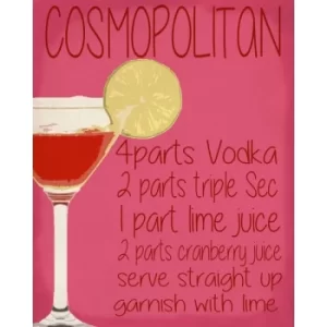 Image of Vintage Metal Sign Cosmopolitan Cocktail Recipe