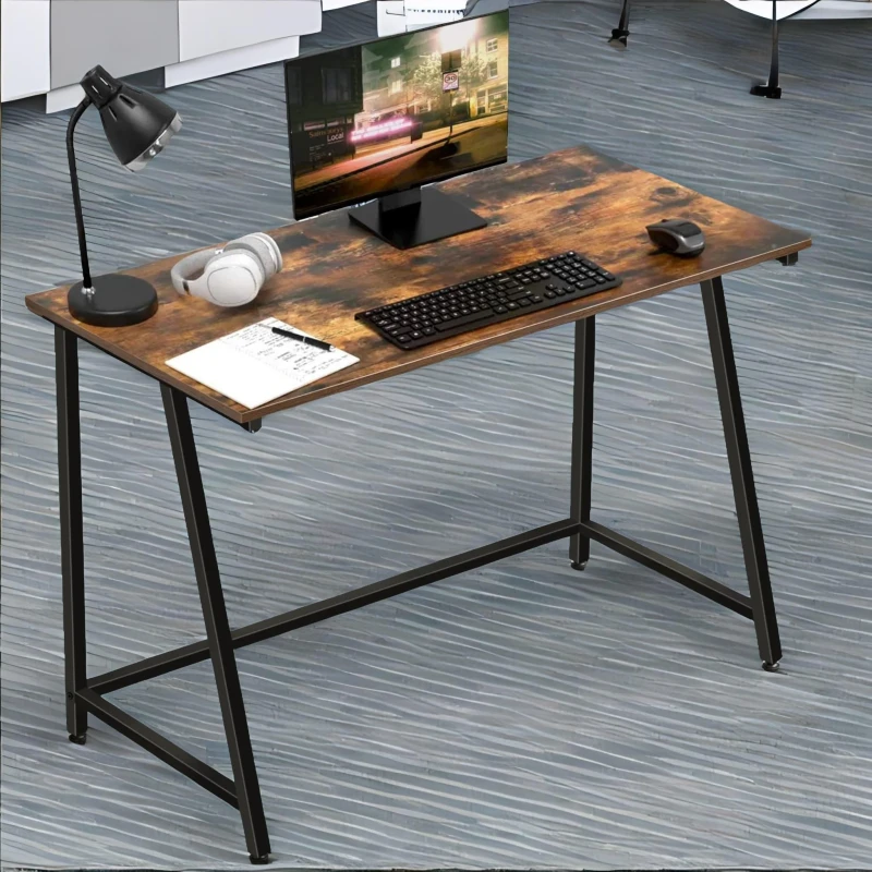 Image of Rafaelo Mobilia Industrial Rustic Computer Desk 100CM Wide in Brown Brown Unisex