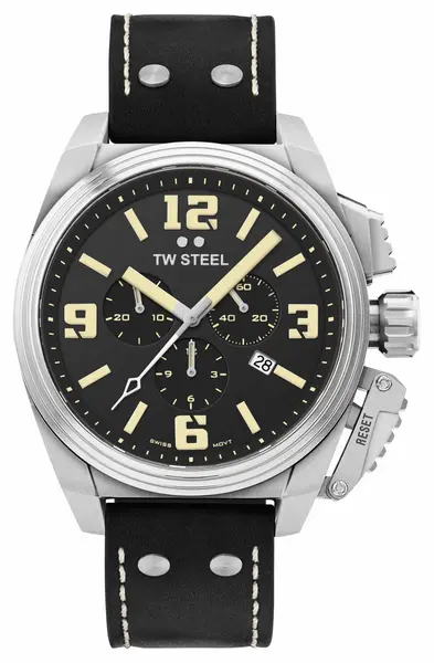 Image of TW Steel TW1011 Canteen Chronograph Black Leather Strap Watch