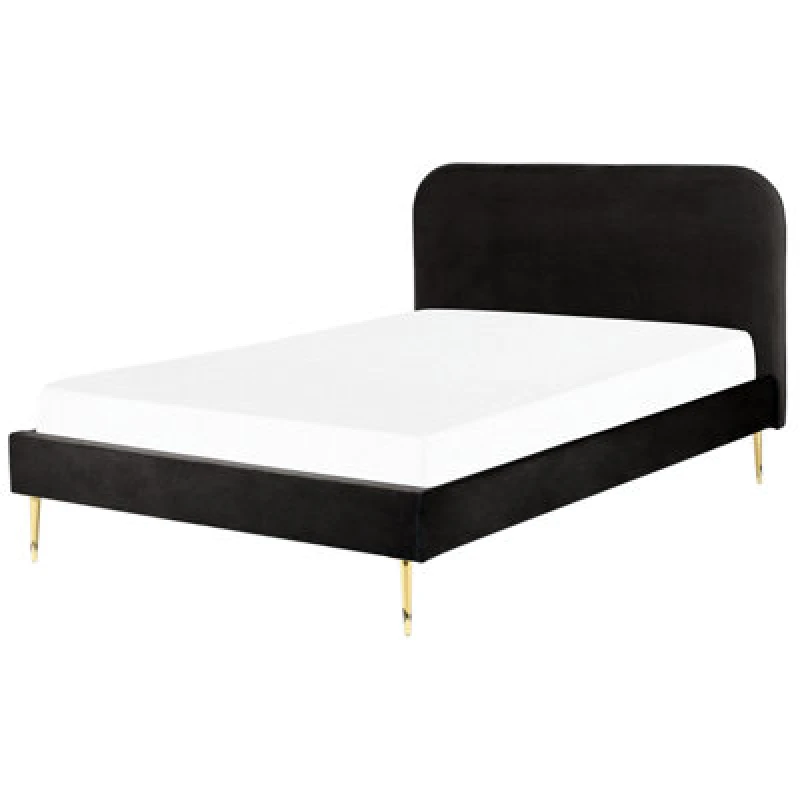 Image of Beliani Bed Velvet Flayat 140 X 200 Cm (Eu Double) Black