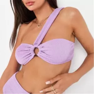 Image of Missguided One Shoulder Crinkle Bikini Top - Purple