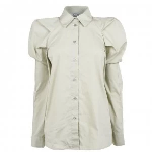 Image of NA-KD Puff Shoulder Shirt - Dusty Green