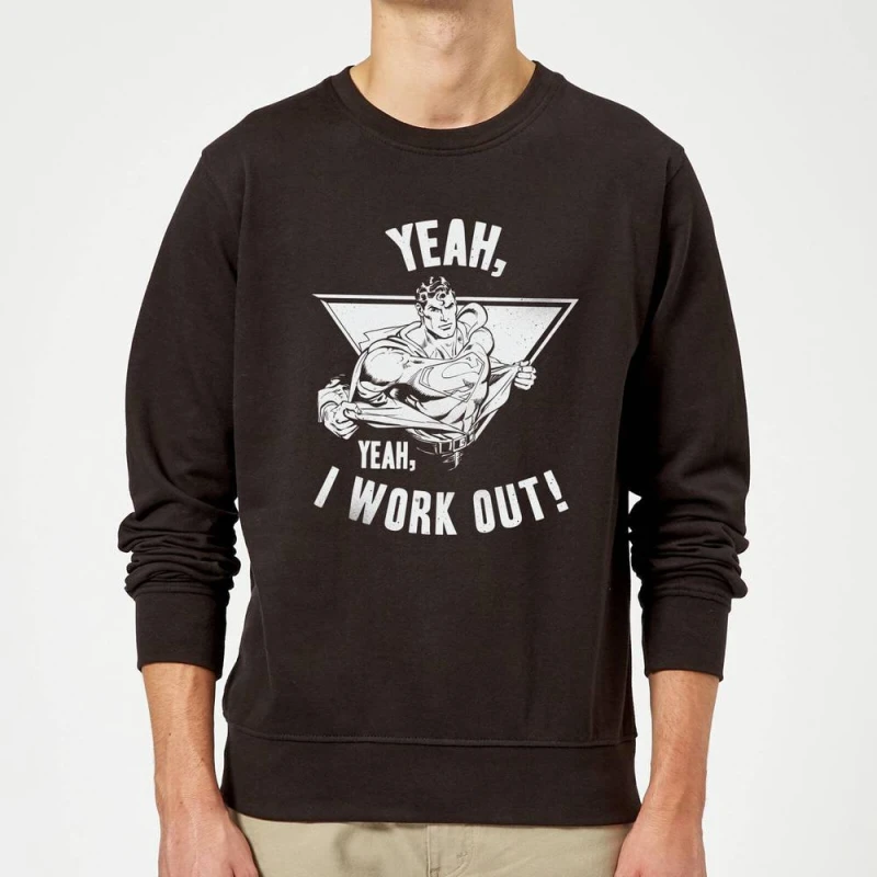 Image of DC Comics Superman I Work Out Sweatshirt - Black - L