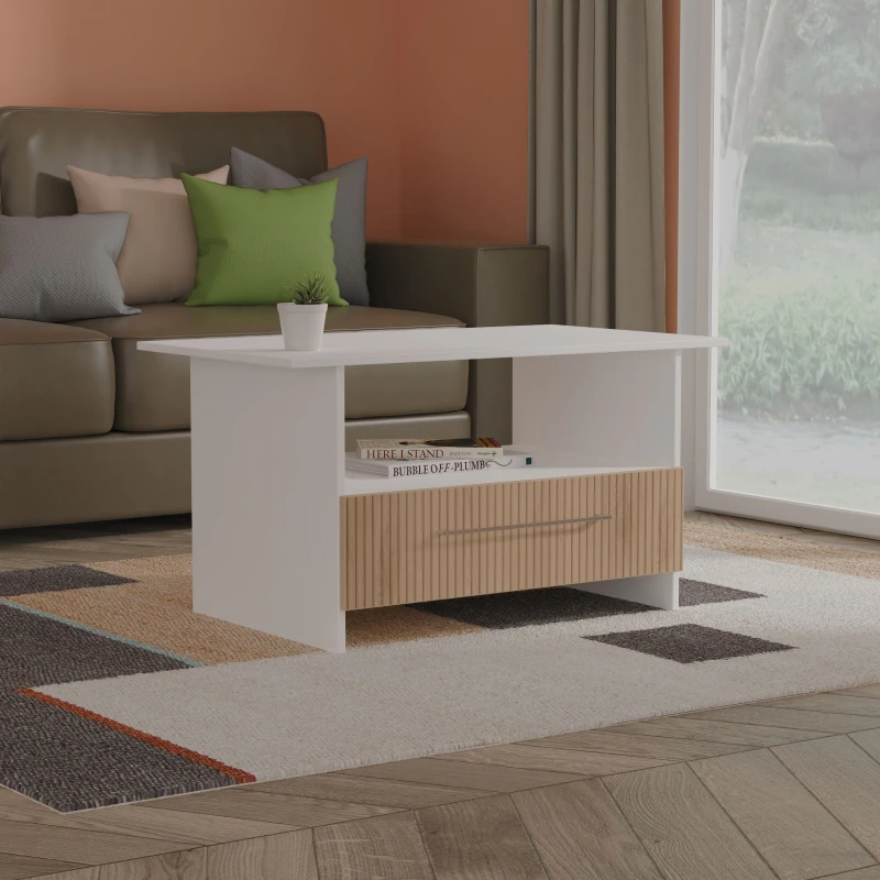 Image of Ready Assembled 2 U Gloucester Bottom Drawer Coffee Table (Ready Assembled) in White White Unisex