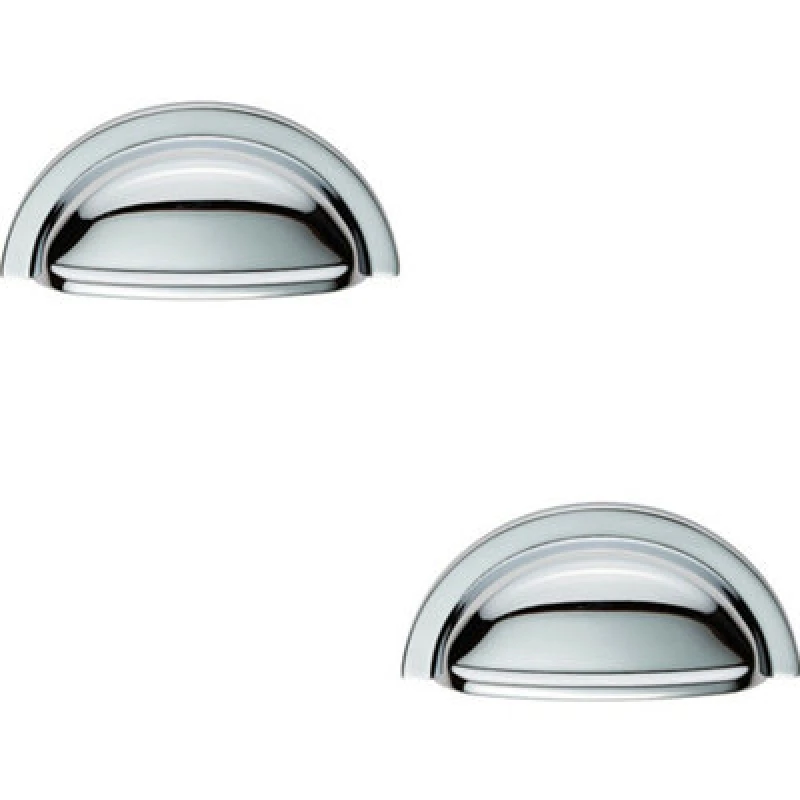 Image of Loops 2x Cabinet Cup Pull Handle 91 x 45mm 76mm Fixing Centres Polished Chrome Multi unisex