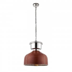 Image of 1 Light Dome Ceiling Pendant Brown, Gold, Nickel, E27