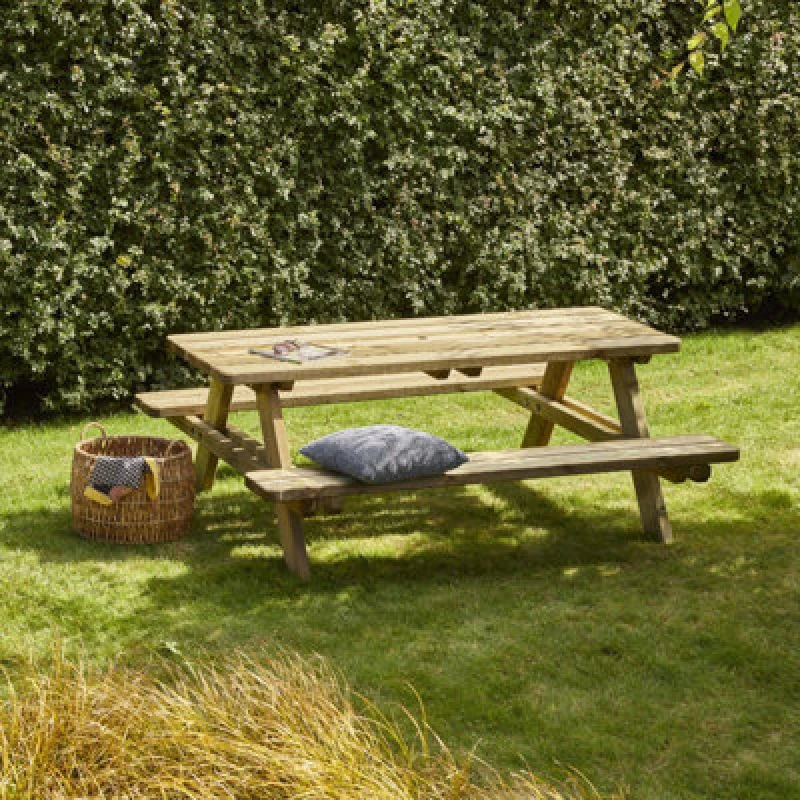 Image of Cerland Matisse 6 Seater Wooden Picnic Table 6ft - Pressure Treated