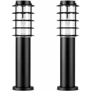 Image of Minisun - 2 x Outdoor Stainless Steel Bollard Lantern Light Post 450mm - Black - No Bulbs