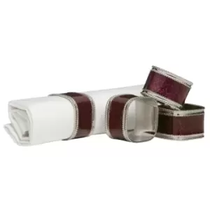 Image of Premier Housewares Set of 4 Napkin Rings - Purple Glitter/Nickel Plated