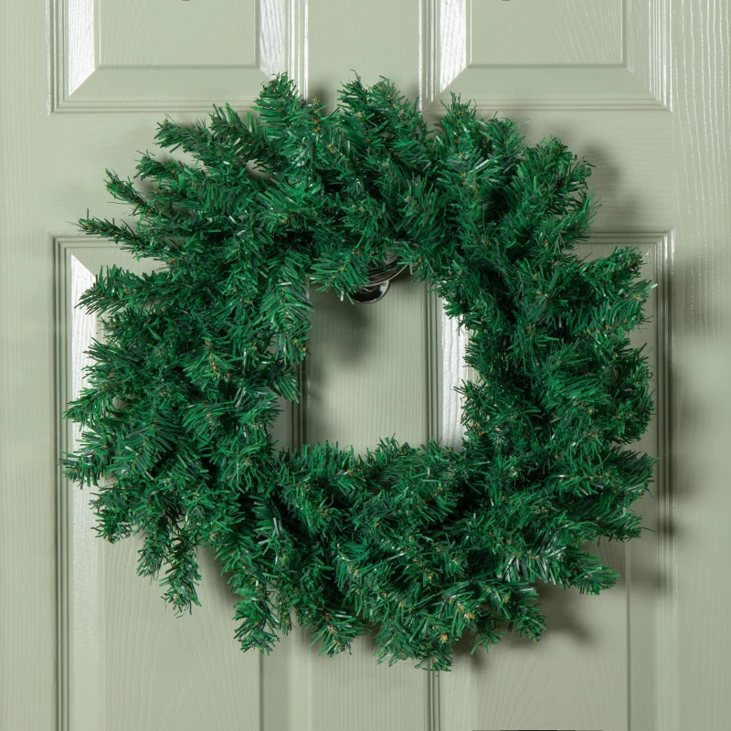 Image of 50cm Hanging Plain Green Christmas Wreath with 140 Tips