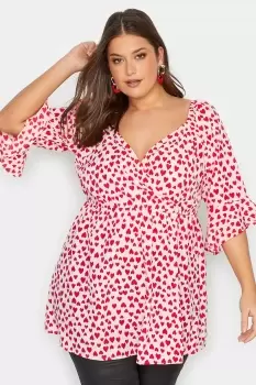 Image of Heart Ruffle Sleeve Wrap Top