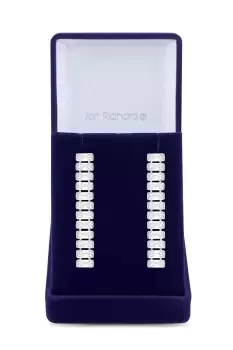 Image of Rhodium Plated Cubic Zirconia Baguette Linear Earrings - Gift Boxed