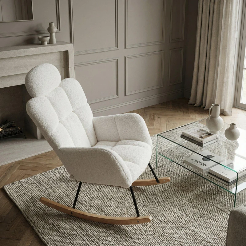 Image of Urban Meuble Modern Rocking Chair Plush Design White unisex One Size