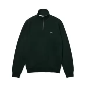 Image of Lacoste Mens Zippered Stand-Up Collar Cotton Sweatshirt Size 6 - XL Green