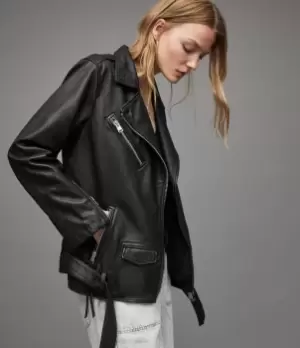 Image of AllSaints Billie Oversized Leather Biker Jacket