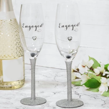 Image of Celebrations Set of 2 Champagne Flutes - Engaged