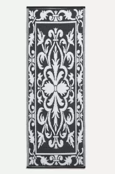 Image of Large Outdoor Rug with Damask Design Runner, 73 x 198 cm