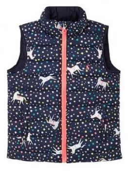Image of Joules Girls Unicorn Reversible Gilet - Navy