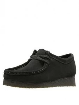 Image of Clarks Originals Wallabee Flat Shoes - Black Sde, Size 3, Women