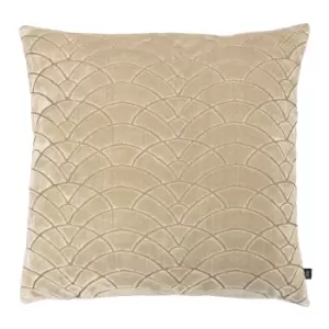 Image of Dinari Graphic Cut Velvet Cushion Gold/Mocha