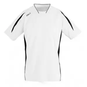 Image of SOLS Mens Maracana 2 Short Sleeve Football T-Shirt (M) (White/Black)