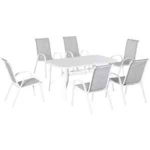 Image of Outsunny - 7 Piece Garden Dining Set w/ Dining Table and Chairs for Backyard Grey - Grey