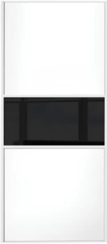 Image of Wickes Sliding Wardrobe Door Fineline White Panel and Black Glass - 2220 x 762mm