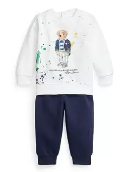 Image of Ralph Lauren Baby Boys Sweat And Bottoms Set - White, Size 18 Months