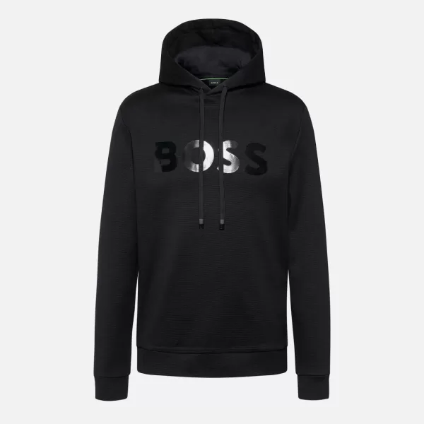 Image of BOSS Green Mens Soody Mirror Hoodie - Black - XL