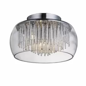 Image of Nielsen Garda Round Clear Glass Design Offering A 4 Light Ceiling Fitting With Aluminium Spiral Tubes