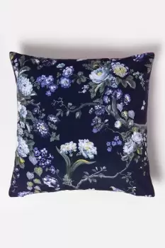 Image of Floral Midnight Garden Purple Filled Velvet Cushion 46 x 46 cm