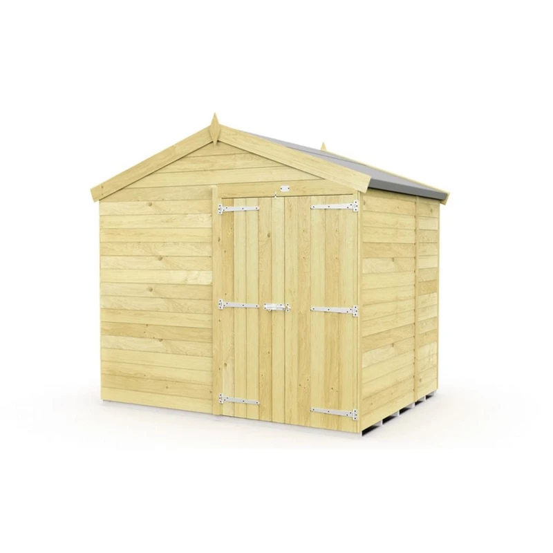 Image of Buttercup Farm 8 x 5 Feet Apex Shed - Double Door W/O Windows - L158 x W231 x H217cm in Brown Brown Unisex