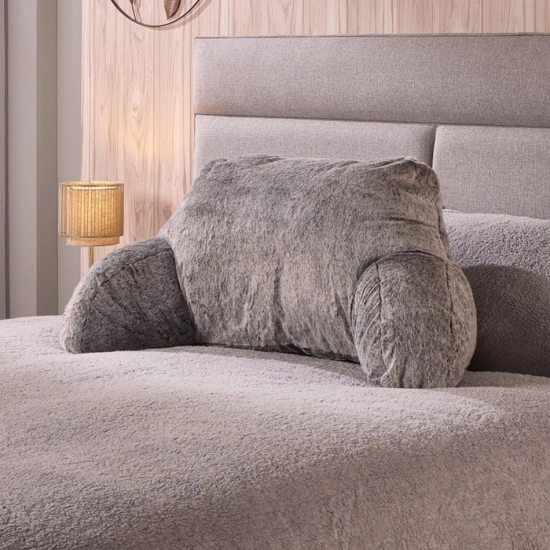 Image of Downland Luxury Faux Fur Cuddle Cushion Grey unisex One Size