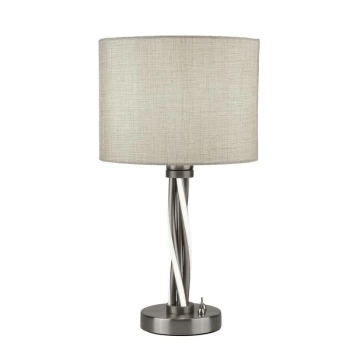 Image of Searchlight Vegas - 1 Light Table Lamp Satin Silver, White, E27