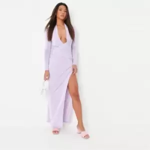 Image of Missguided Front Maxi Dress Ls Slinky - Purple