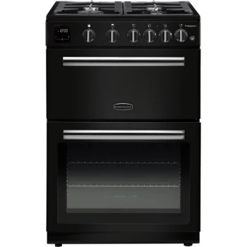 Image of Rangemaster Professional Plus 60 PROPL60NGFBL/C Gas Cooker with Full Width Electric Grill - Black / Chrome - A+/A Rated