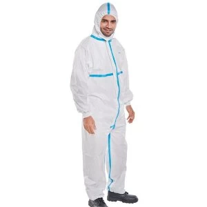 Image of Click Once Microporous Disposable Coveralls Type 456 L White COC30WL