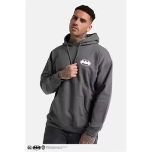 Image of I Saw It First Charcoal Mens Batman The World Slogan Back Print Oversized Hoodie - Grey