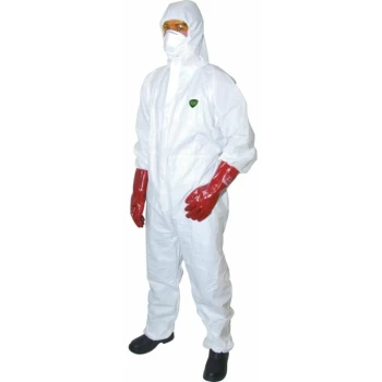 Image of Guard Master + Disp' Hooded Coverall White (L) - Tuffsafe