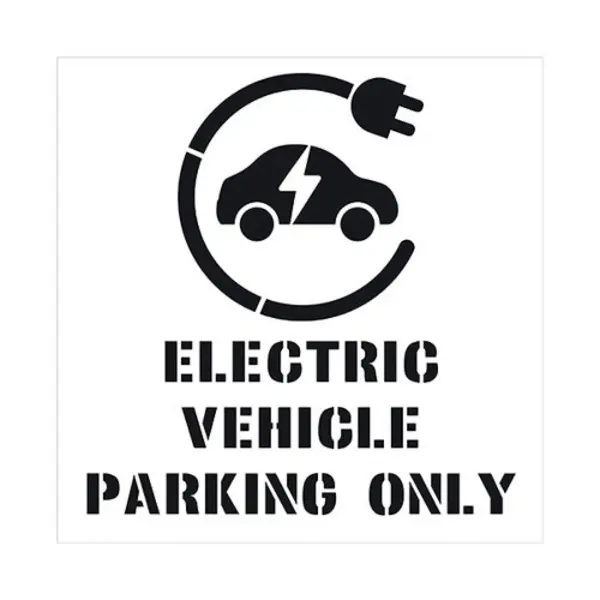 Image of Spectrum Industrial Spectrum Electric Vehicle Parking Only with Floor Symbol Stencil 1000x1000mm 9701-1000 9701-1000