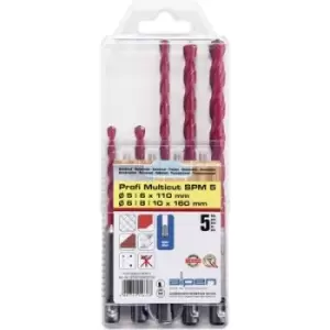 Image of Alpen MultiCut 100905100 Carbide metal Multi-purpose drill bit set 5 Piece 5 mm, 6 mm, 8 mm, 10 mm SDS-Plus 1 Set