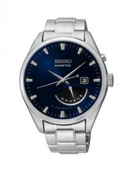 Image of Seiko Sieko Kinetic Blue Sunray DayDate Dial Stainless Steel Bracelet Mens Watch, One Colour, Men
