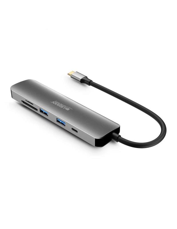 Image of Urban Factory Urban Factory HUBEE 6 IN 1 : HUB USB-C WITH 2 USB-A / 1 HDMI 4K / 2 CARD READERS AND 1 USB-C 100W PD MHC45UF