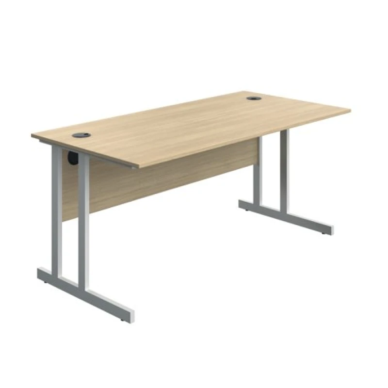 Image of Serrion Twin Upright Desk 1600x800x730mm Oak/White KF800306