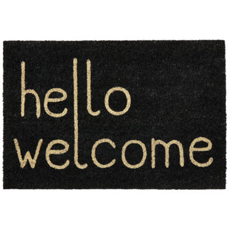 Image of Beliani Doormat Fansipan Black 40 X 60 Cm Text Coir