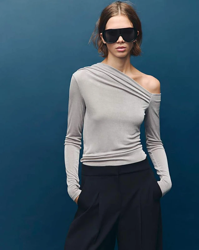 Image of Mango Mango Grey Bardot Jumper Grey - Mango - Size: L Grey Female L KA31701