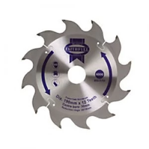 Image of Faithfull TCT Circular Saw Blade 190 x 30 mm x 12T