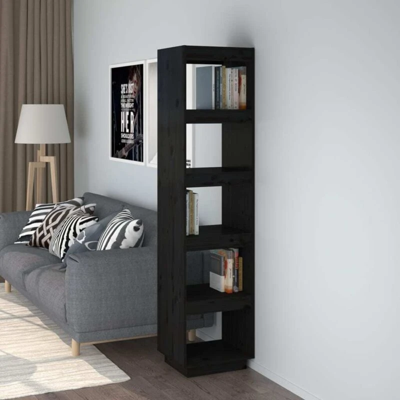 Image of VIDAXL Vidaxl - Book Cabinet/Room Divider Black 40x35x167cm Solid Wood Pine 8720286815892