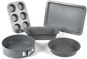 Image of Salter Marble Collection Bakeware Set With Loaf Baking Tray, Muffin Tray And Baking Pan