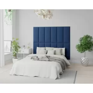 Image of EasyMount Wall Mounted Upholstered Panels, Modular diy Headboard in Plush Velvet Fabric, Navy (Pack of 4) - Aspire